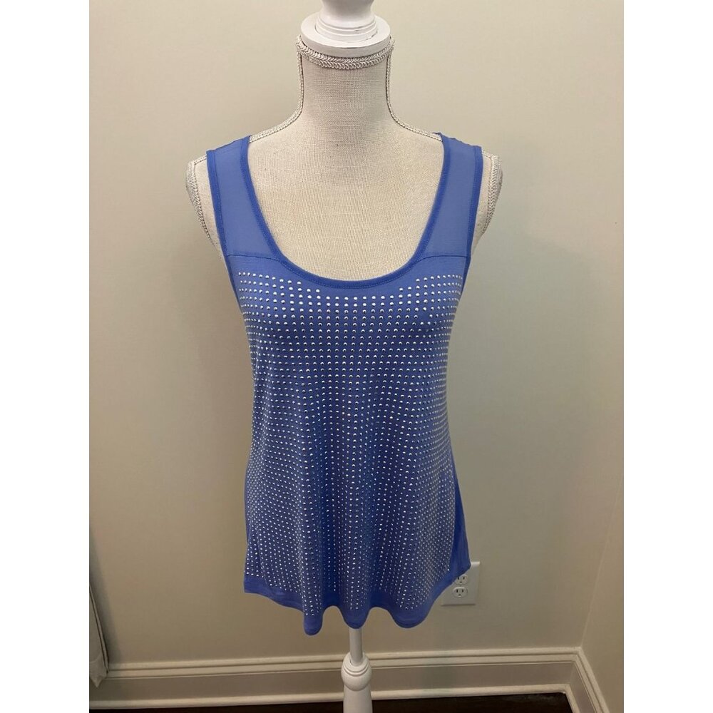 INC International Concepts Sleeveless Purple Sheer Shoulder Top Size Medium